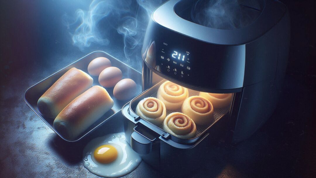 Brötchen und Eier aus der Heißluftfritteuse